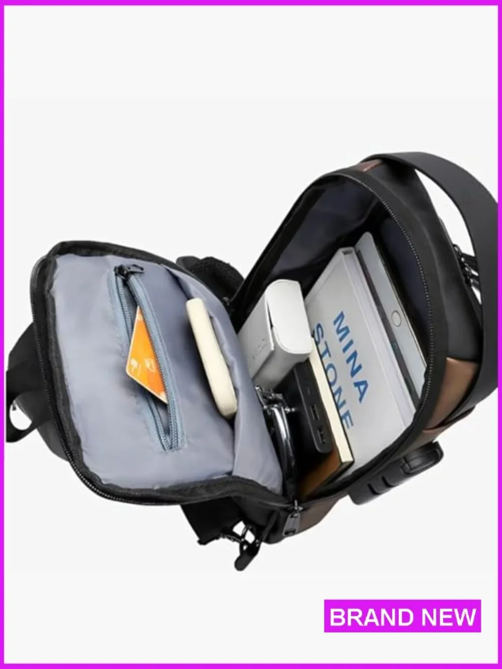 Anti-Theft Sling Daypack Crossbody Backpack with USB Charging Port & Lock